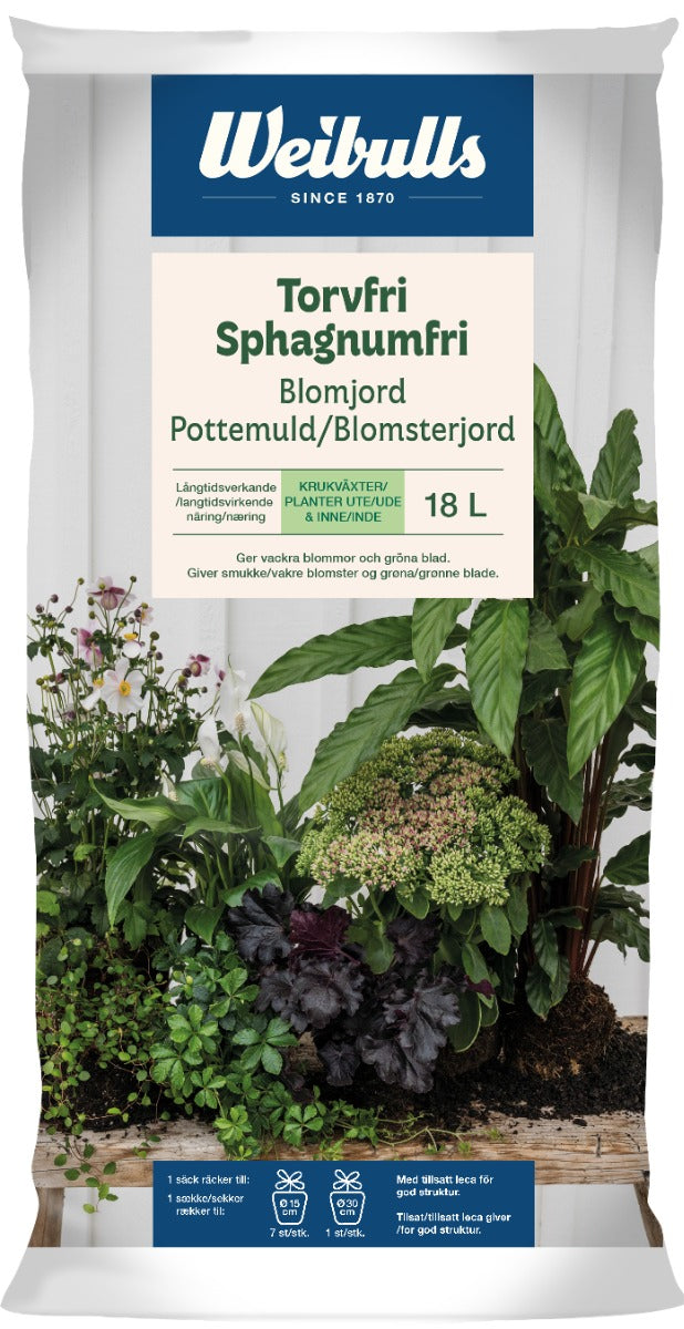 torvfri blomjord 18 liter på halvpall