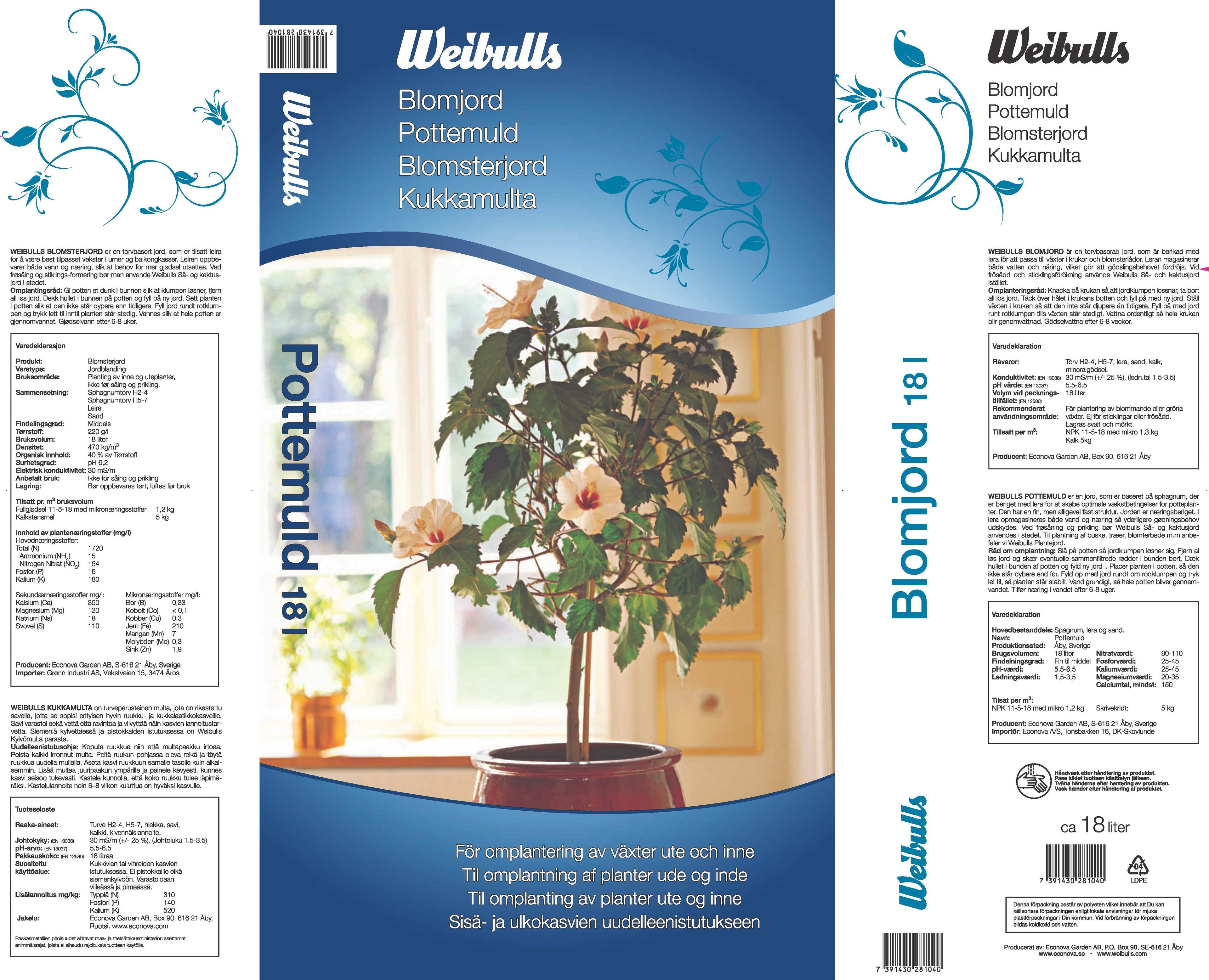 Weibulls Blomjord 18l