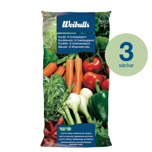 Weibulls Krydd & Grönsaksjord KRAV 18l 3-pack