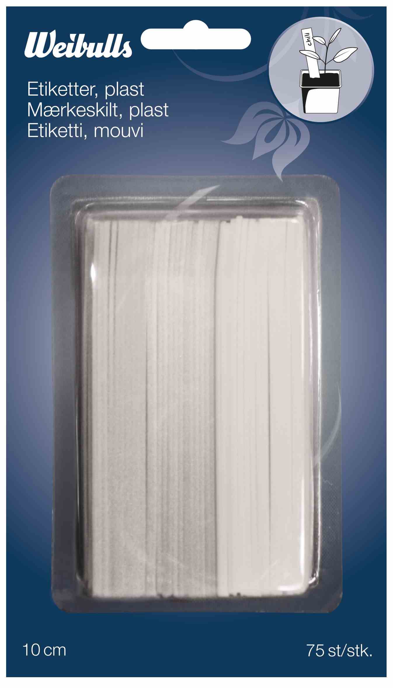 Weibulls Etikett plast 75-pack Vit