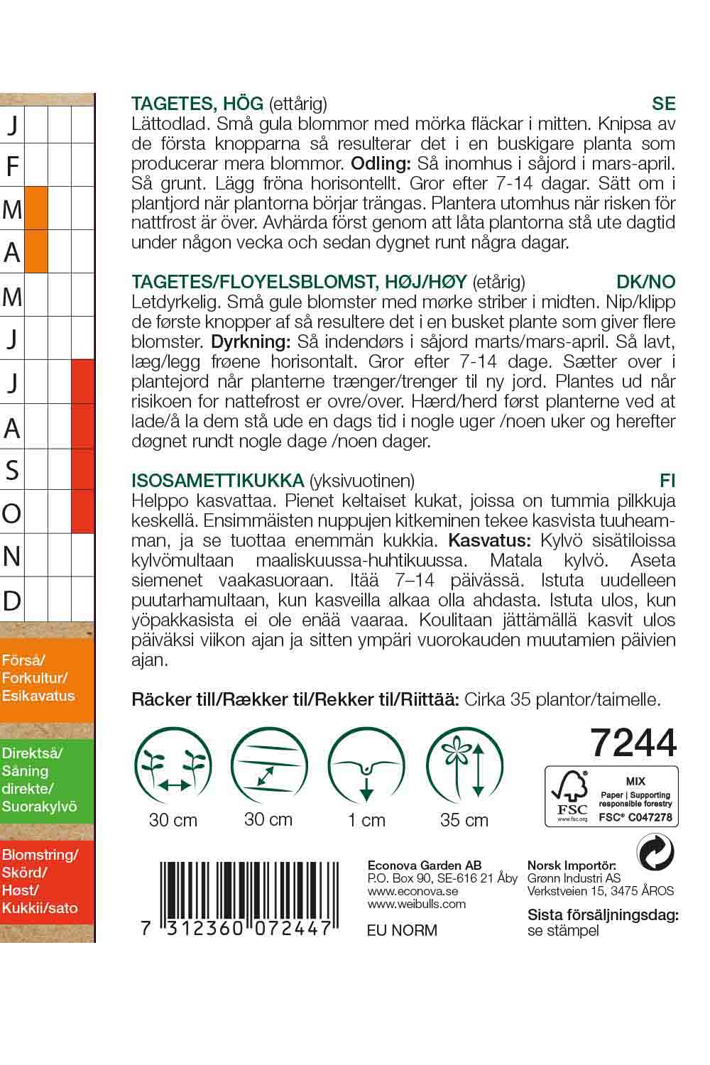 Weibulls Tagetes, låg KRAV