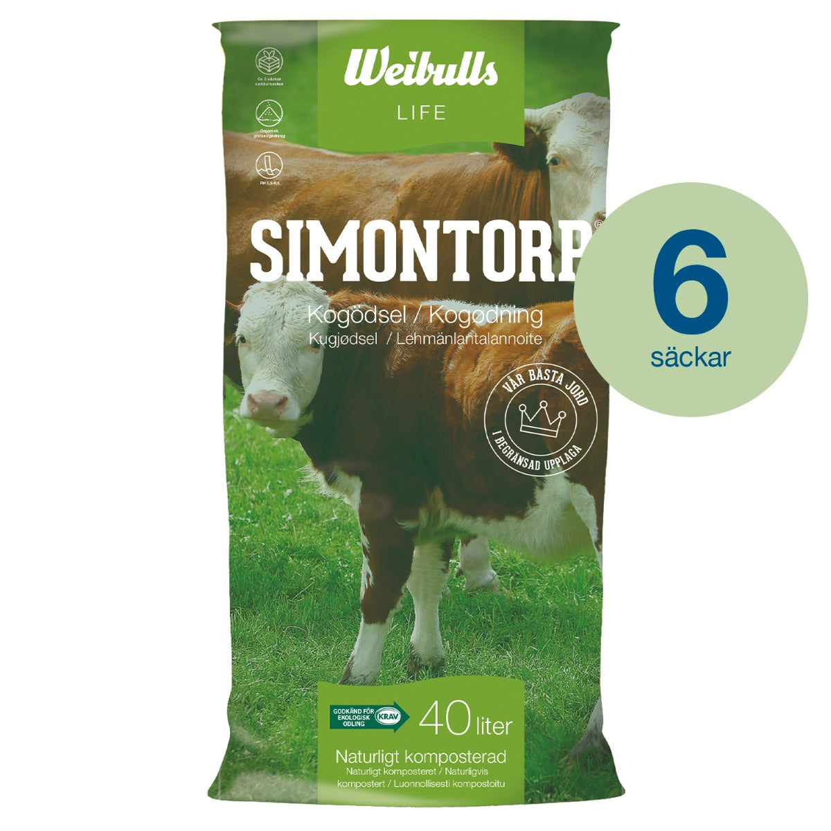 Simontorp Kogödsel 40l 6st säckar