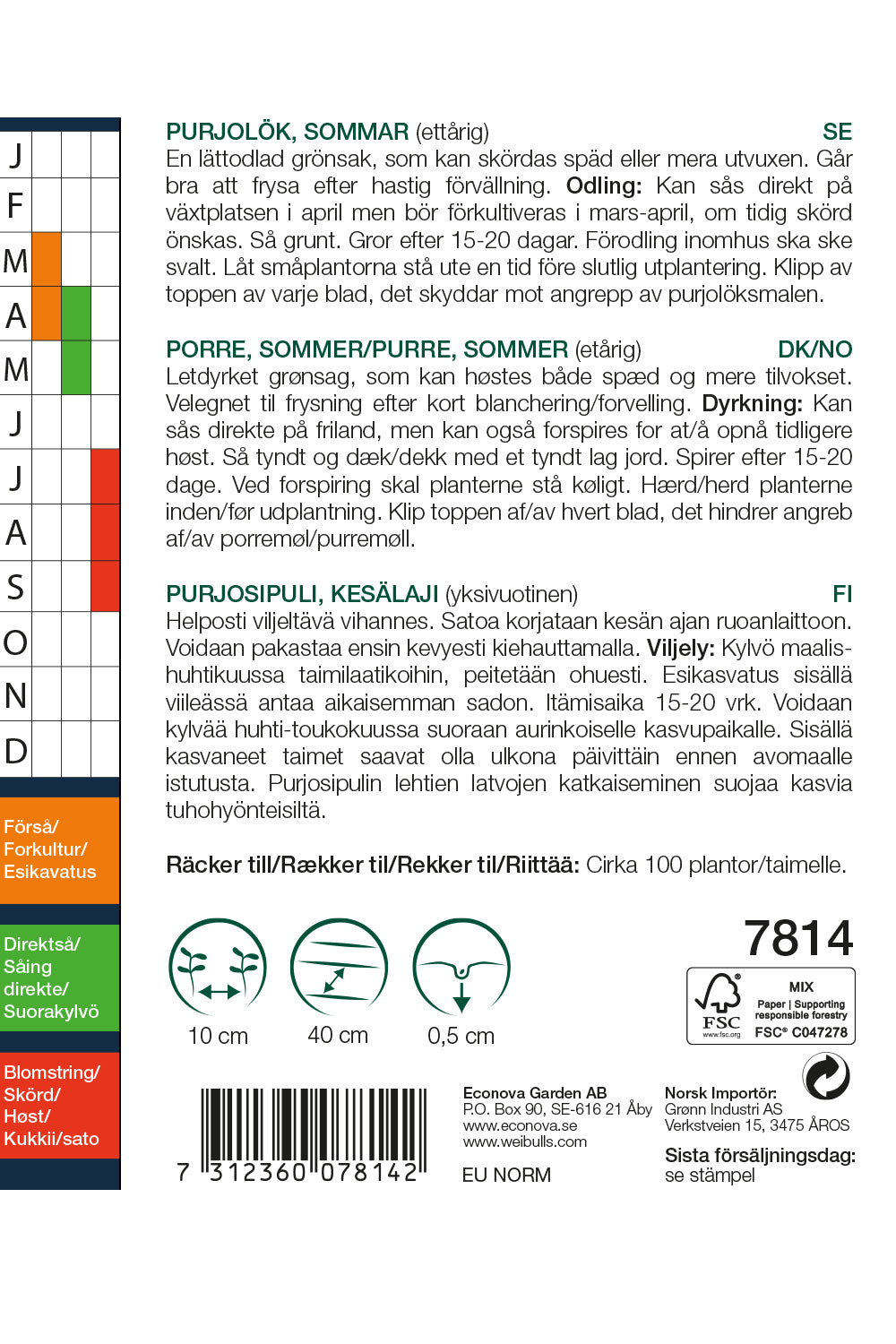 Weibulls Lök, purjo-, sommar 'Bulgaarse Reuzen'