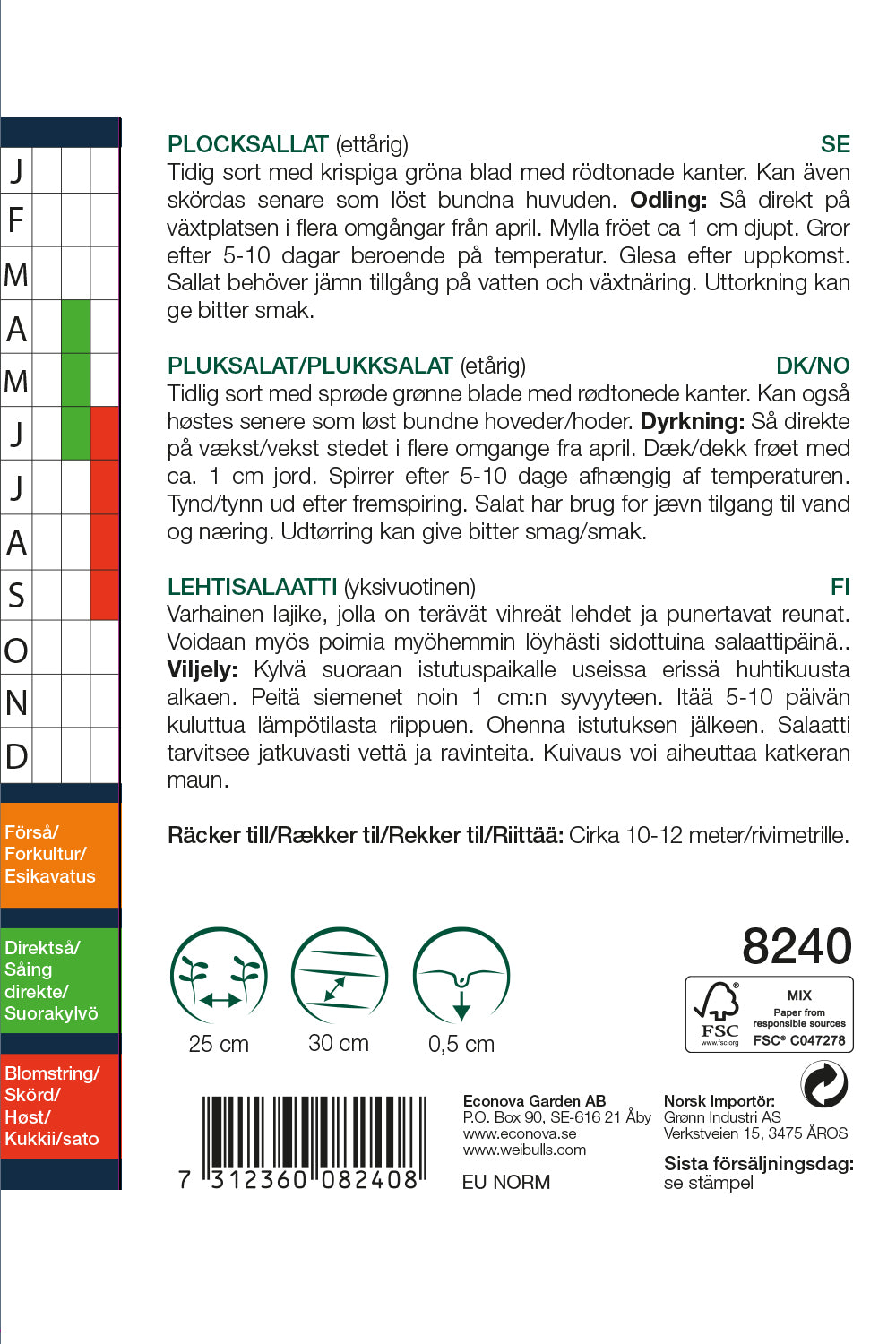 Weibulls Sallat, plock-  'Biscia Rossa'
