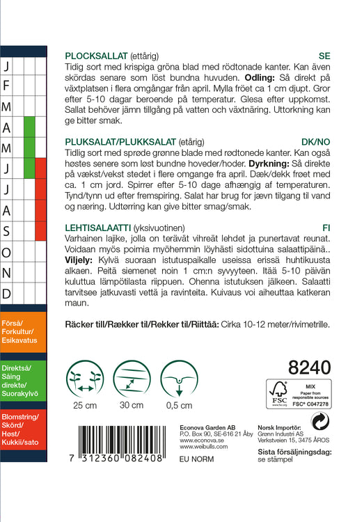 Weibulls Sallat, plock-  'Biscia Rossa'