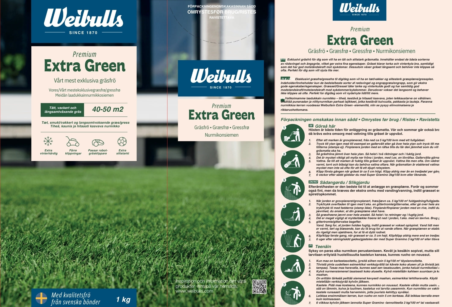 Weibulls Extra Green 1kg, gräsfrö