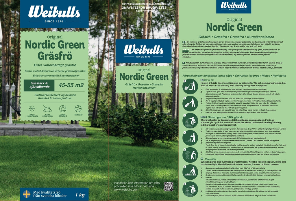Weibulls Nordic Green 1kg, gräsfrö