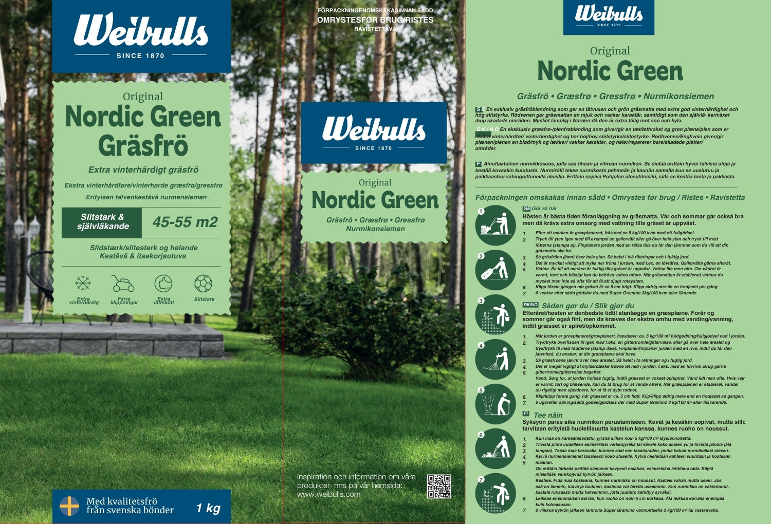 Weibulls Nordic Green 1kg, gräsfrö