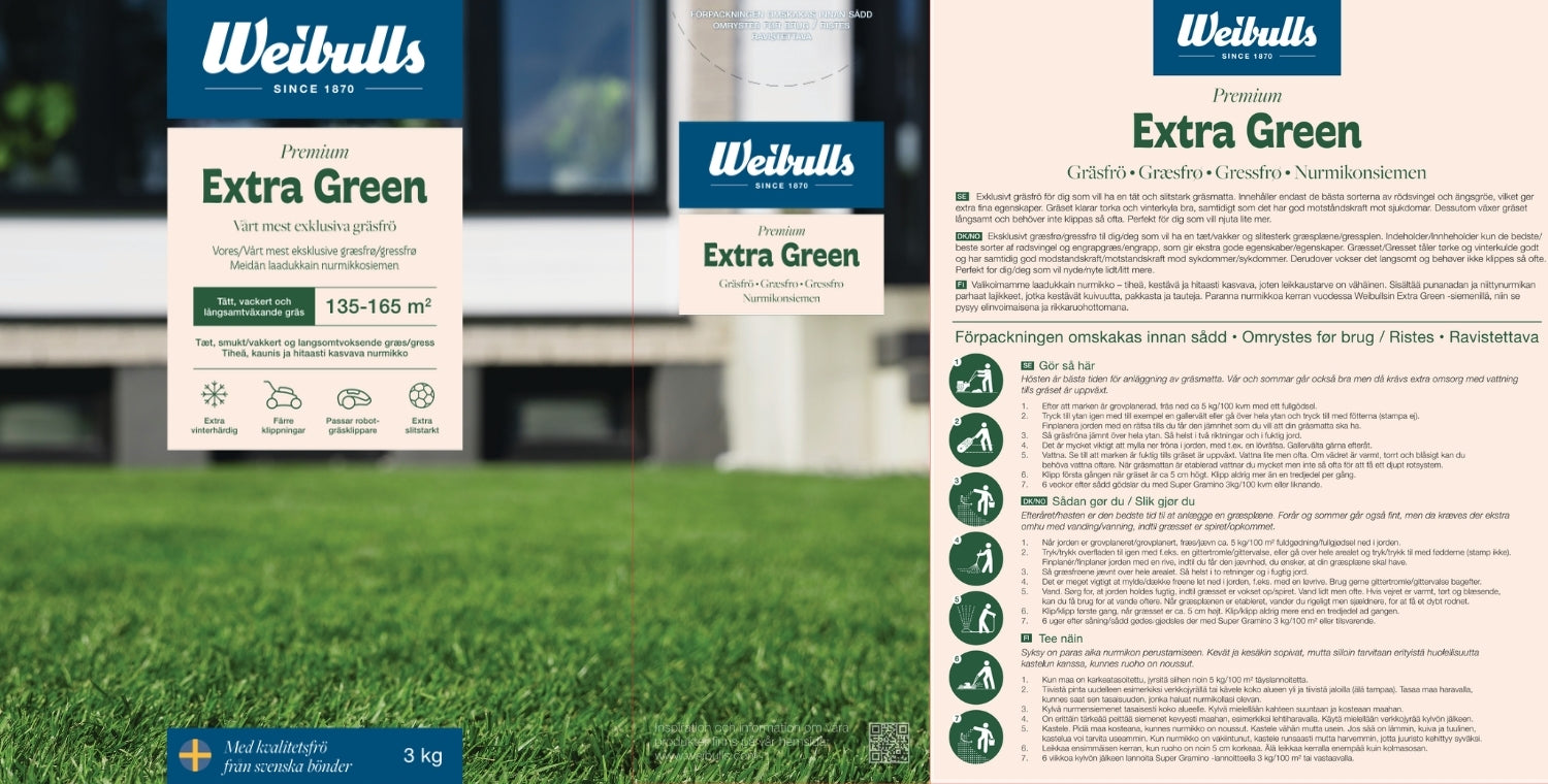 Weibulls Extra Green 3kg, gräsfrö