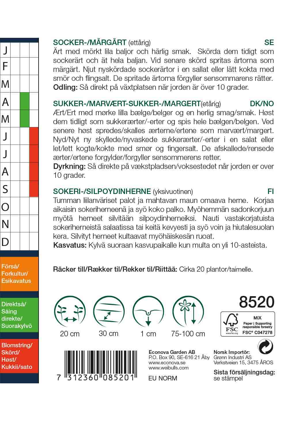 Weibulls Ärt, socker-/märg- 'Désirée'