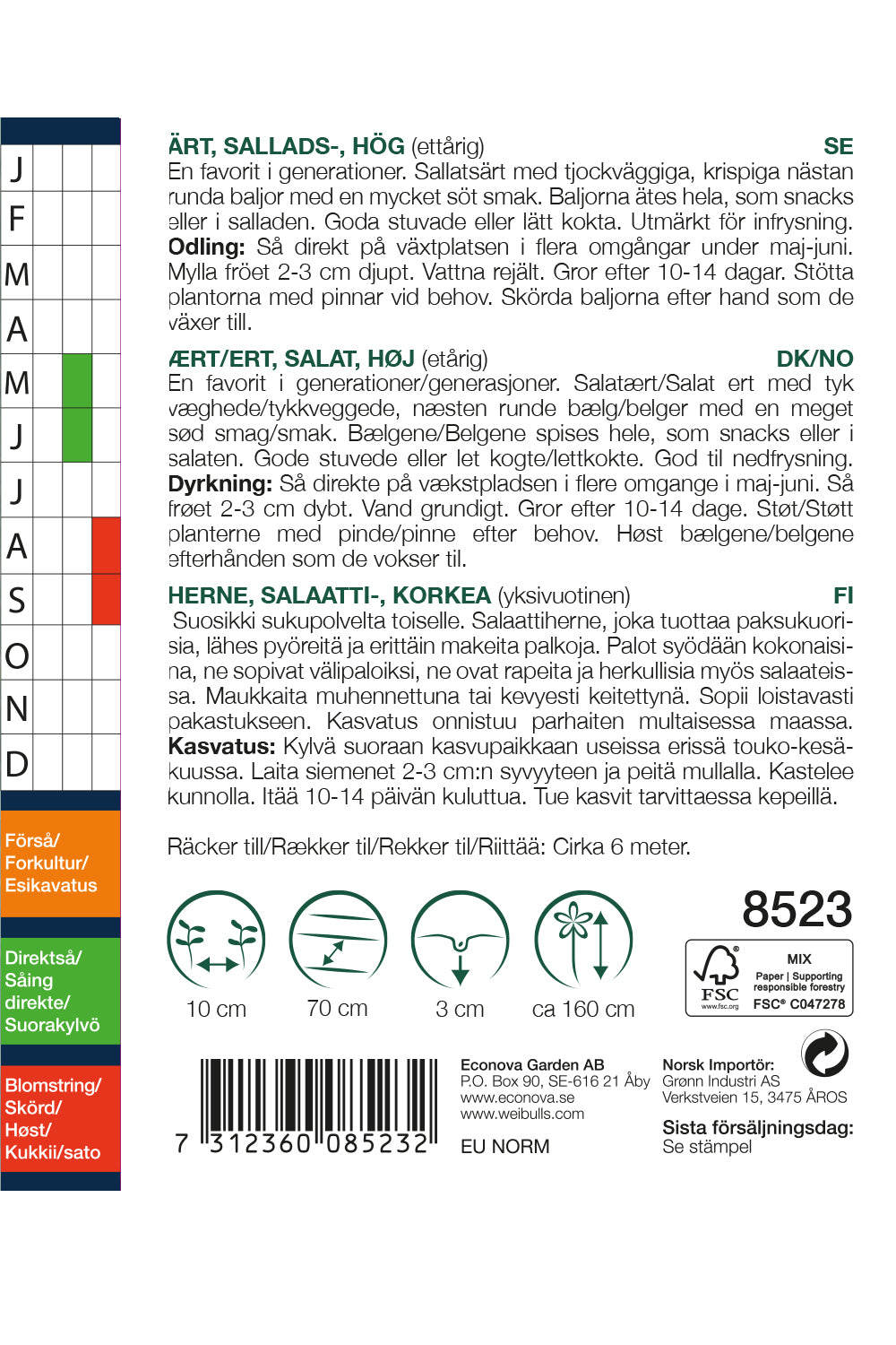 Weibulls Ärt, sallads-, hög 'Sugar Snap'