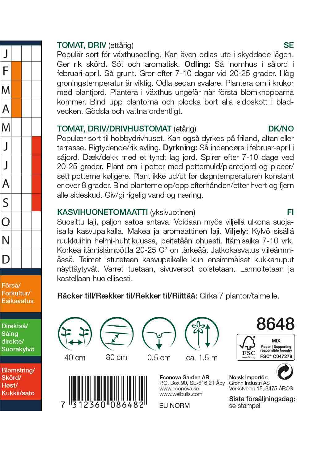 Weibulls Tomat, drivhus 'Harzfeuer F1'