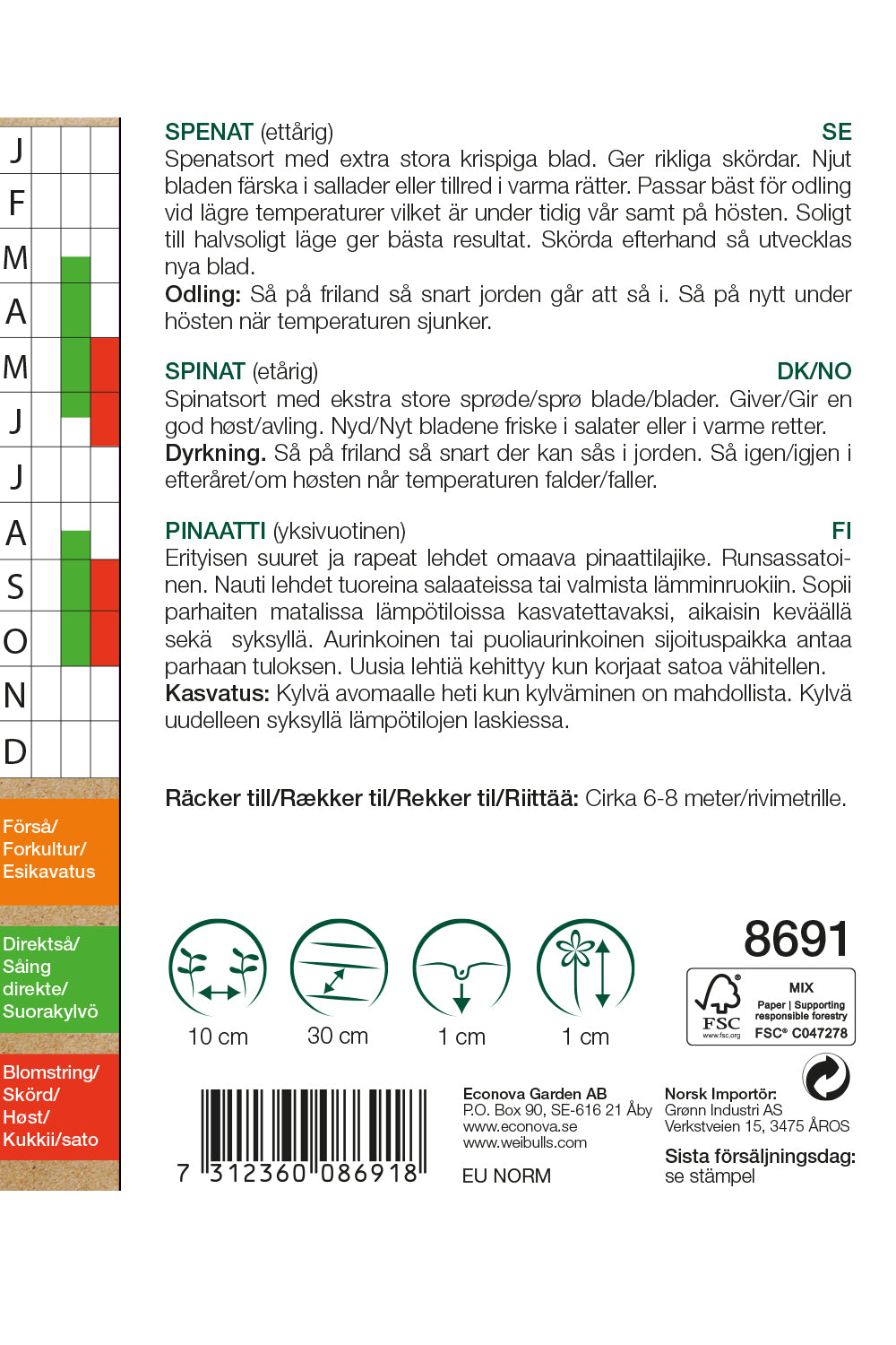 Weibulls Spenat KRAV 'Vroeg Reuzenblad'