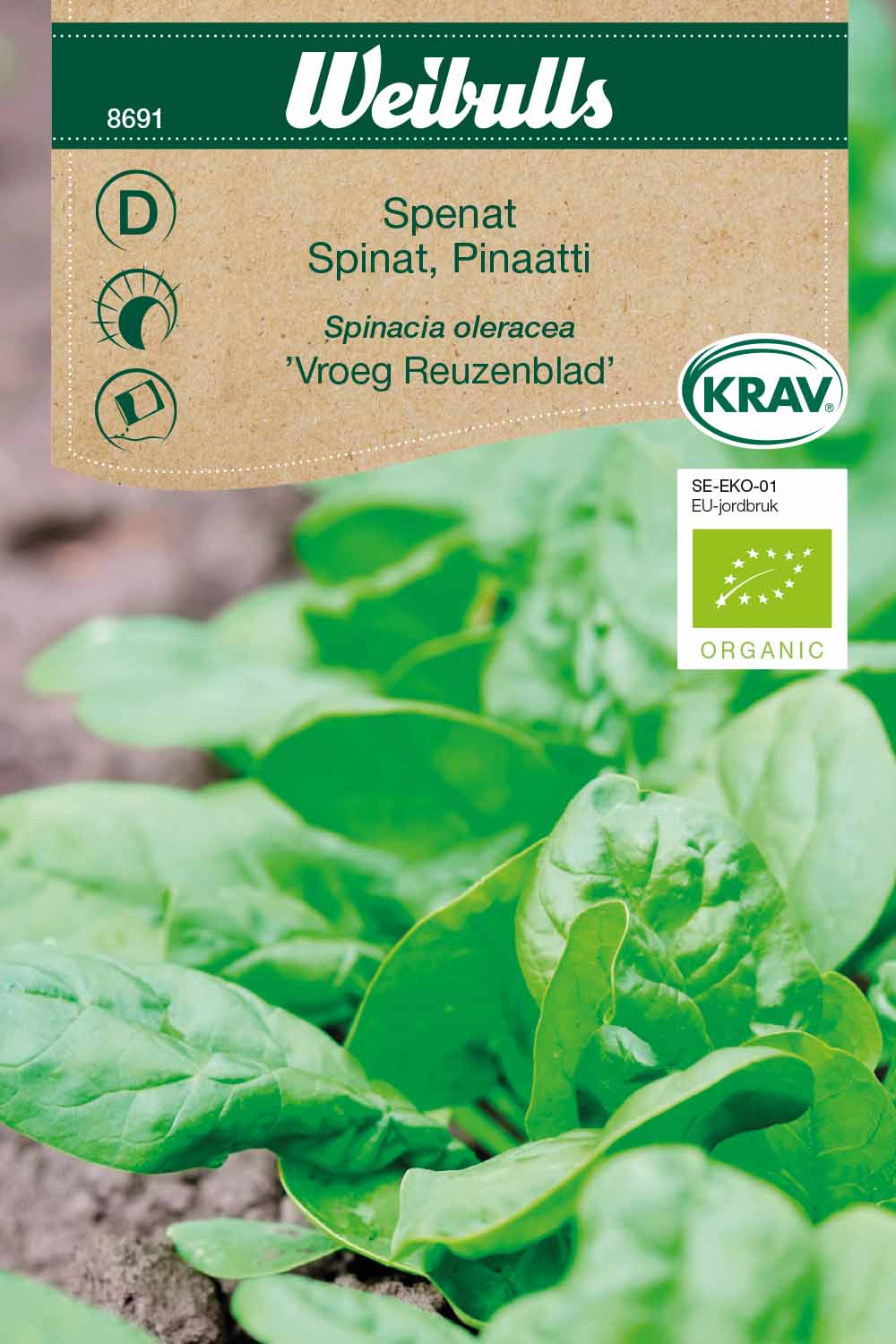 Weibulls Spenat KRAV 'Vroeg Reuzenblad'