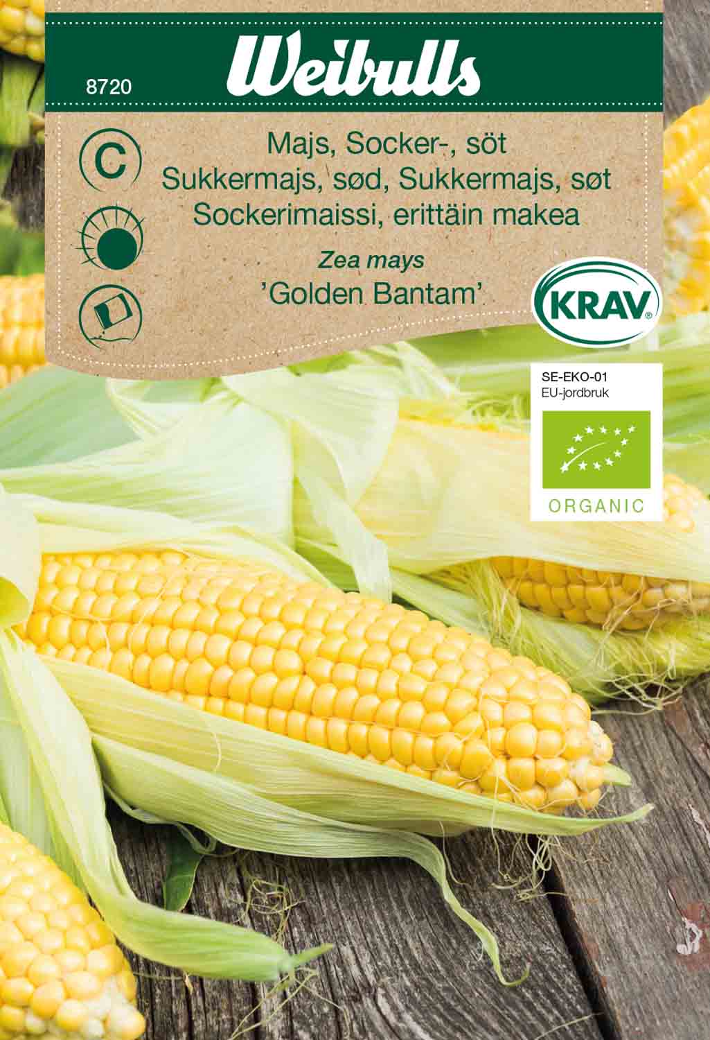 Weibulls Majs, socker-, extra söt KRAV 'Golden bantam'